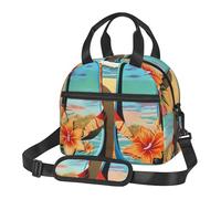Borsa termica per il pranzo, infradito e scena tropicale sulla spiaggia, per donne e uomini, riutilizzabile, a prova di perdite, borsa termica per ufficio e picnic