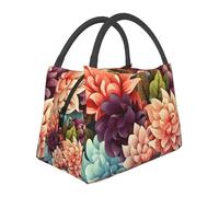 Borsa termica per il pranzo isolata, per donne e uomini, a prova di perdite, borsa termica per il pranzo con manico, piccola borsa per il pranzo, borsa termica per il pranzo, fiori come sfondo
