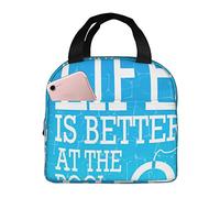Borsa termica per il pranzo La vita è migliore in piscina Scatola per il pranzo riutilizzabile Borsa per il pranzo carina per adulti e bambini, Borse per il pranzo a tenuta stagna per il lavoro Uffi