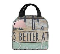Borsa termica per il pranzo La vita è migliore in spiaggia Scatola per il pranzo riutilizzabile Borsa per il pranzo carina per adulti e bambini, Borse per il pranzo a tenuta stagna per il lavoro Uff