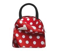 Borsa termica per il pranzo, leggera, con stampa a pois bianchi e rossi