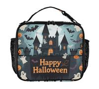 Borsa termica per il pranzo leggera, per bambini, tracolla regolabile, borse isolate per lavoro, ufficio, Happy Halloween, castello nero