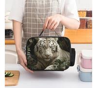 Borsa termica per il pranzo Lying White Tiger per donne, grande capacità, a prova di perdite, con manici staccabili, borsa termica con mantenimento del freddo/caldo per 5 ore, per ufficio, picnic, c