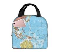Borsa termica per il pranzo Mappa del mondo Scatola per il pranzo della costa occidentale Riutilizzabile Borsa per il pranzo carina per adulti e bambini, Borse per il pranzo a tenuta stagna per il l