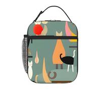 Borsa termica per il pranzo Mid-Century Modern Art Cats Lunch Box per donne e uomini riutilizzabile a prova di perdite borsa termica per ufficio picnic