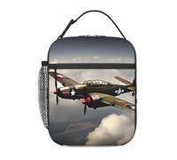 Borsa termica per il pranzo, motivo: aereo della seconda guerra mondiale, per donne e uomini, borsa termica riutilizzabile a prova di perdite, per ufficio, picnic