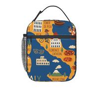 Borsa termica per il pranzo, motivo: mappa dell'Italia con simbolo culturale, riutilizzabile, per picnic, lavoro, viaggio