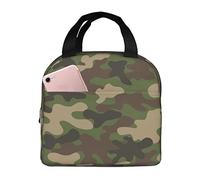 Borsa termica per il pranzo, motivo mimetico, per donne e uomini, con tasca a fronda, per lavoro, picnic, viaggi