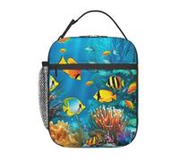 Borsa termica per il pranzo, motivo: pesci tropicali del mondo sottomarino, per donne e uomini, borsa termica riutilizzabile a tenuta stagna per picnic in ufficio