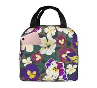 Borsa termica per il pranzo, motivo viola del pensiero, riutilizzabile, per donne e uomini, borsa per il pranzo, per lavoro, attività all'aperto, viaggi