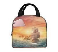 Borsa termica per il pranzo Nave dei pirati Scatola per il pranzo al tramonto Riutilizzabile Simpatica borsa per il pranzo per adulti e bambini, Borse per il pranzo a tenuta stagna per il lavoro Uff