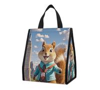 Borsa termica per il pranzo New York e scoiattolo per donne e uomini, borsa della spesa riutilizzabile, grande borsa termica a tenuta stagna, pieghevole, portatile, per lavoro, campeggio, picnic