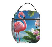 Borsa termica per il pranzo, per adulti, modello Flamingo, borsa termica per il pranzo con tasca frontale per donne e uomini