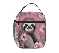 Borsa termica per il pranzo per bambini a forma di bradipo, motivo: fiore, animale, per ragazzi e ragazze, borsa bento riutilizzabile a tenuta stagna per il pranzo dei più piccoli, borsa termica po