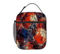 Borsa termica per il pranzo per bambini, a forma di pallone da basket retrò, per ragazzi e ragazze, borsa bento riutilizzabile a tenuta stagna per il pranzo dei più piccoli, borsa termica portatile