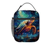 Borsa termica per il pranzo per bambini con cielo stellato e tartaruga, riutilizzabile, con tasca frontale in rete laterale, impermeabile, a prova di perdite, per scuola, viaggi, picnic, spiaggia
