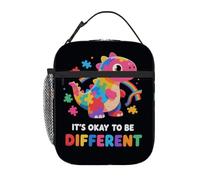 Borsa termica per il pranzo per bambini con dinosauro carino per la consapevolezza dell'autismo, borsa bento riutilizzabile a prova di perdite per il pranzo dei più piccoli, borsa termica portatile
