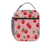 Borsa termica per il pranzo per bambini con fiori di ciliegio e foglie, per ragazzi e ragazze, borsa bento riutilizzabile a tenuta stagna per il pranzo dei più piccoli, borsa termica portatile per
