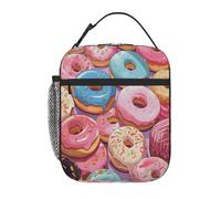 Borsa termica per il pranzo per bambini con motivo a ciambelle colorate, glassa e granelli, borsa bento riutilizzabile a prova di perdite, borsa termica portatile per il pranzo per la scuola, picni