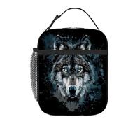 Borsa termica per il pranzo per bambini con motivo a lupo vintage, per ragazzi e ragazze, borsa bento riutilizzabile a tenuta stagna per il pranzo dei più piccoli, borsa termica portatile per il pr
