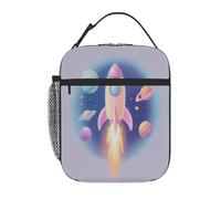 Borsa termica per il pranzo per bambini con motivo a razzo e pianeta, a prova di perdite, riutilizzabile, per bambini, borsa termica portatile per il pranzo, per scuola, picnic, viaggi, asilo nido