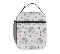 Borsa termica per il pranzo per bambini con motivo a riccio a forma di cuore, per ragazzi e ragazze, borsa bento riutilizzabile a tenuta stagna per il pranzo dei più piccoli, borsa termica portatil