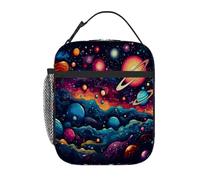 Borsa termica per il pranzo per bambini con motivo astratto a pianeta spaziale, per ragazzi e ragazze, borsa bento riutilizzabile a prova di perdite per il pranzo dei più piccoli, borsa termica por