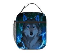 Borsa termica per il pranzo per bambini con motivo etnico a forma di lupo, per ragazzi e ragazze, borsa bento riutilizzabile a tenuta stagna per il pranzo dei più piccoli, borsa termica portatile p