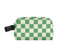 Borsa termica per il pranzo per bambini, con tasche con cerniera, espandibile, con fibbia, borsa termica per scuola/picnic, motivo scozzese a scacchi verde beige