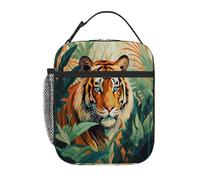 Borsa termica per il pranzo per bambini con tigre della foresta, per ragazzi e ragazze, a prova di perdite, riutilizzabile, borsa termica portatile per il pranzo per scuola, picnic, viaggi, asilo nido