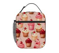 Borsa termica per il pranzo per bambini e bambine, a prova di perdite, riutilizzabile, con motivo a tazza di ciliegia, borsa termica portatile per il pranzo, per scuola, picnic, viaggi, asilo nido