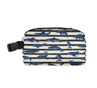 Borsa termica per il pranzo per bambini, impermeabile, mantiene il cibo caldo e più fresco, borsa termica per scuola, lavoro, attività all'aperto, oceano, animali, pesci, squalo, blu scuro, a righe