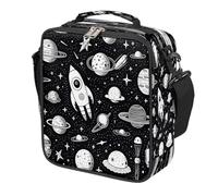 Borsa termica per il pranzo per bambini, motivo: pianeta spaziale astratto, per ragazzi e ragazze, riutilizzabile, isolata e a tenuta stagna, con tracolla, borsa termica per bambini, per scuola, pi