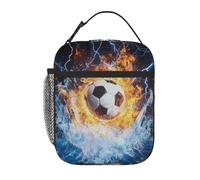 Borsa termica per il pranzo per bambini Water Fire Soccer, borsa per il pranzo riutilizzabile a prova di perdite Bento Tote per bambini, borsa termica portatile per il pranzo per la scuola, picnic,