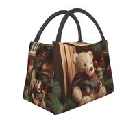 Borsa termica per il pranzo per donne e uomini, borsa termica per il pranzo con albero di Natale, ramo orso bambola, borsa riutilizzabile per il pranzo, per lavoro, ufficio, viaggi