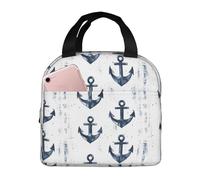 Borsa termica per il pranzo per donne e uomini, borsa termica per il pranzo con stampa di ancora vintage, grande capacità, a prova di perdite, riutilizzabile, per lavoro, ufficio, picnic, viaggi