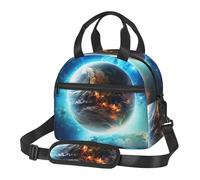 Borsa termica per il pranzo per donne e uomini, borsa termica per il pranzo con terra blu nello spazio, riutilizzabile, a prova di perdite, con tracolla regolabile, borsa tote per lavoro, viaggi