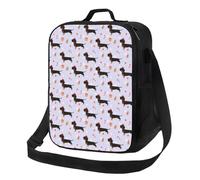 Borsa termica per il pranzo per donne e uomini, borsa termica per il pranzo per donne e uomini, bassotto viola, cagnolino, cinturino per caramelle, ad alta capacità, borsa per il pranzo per lavoro