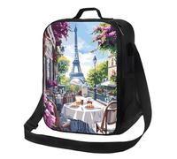 Borsa termica per il pranzo per donne e uomini, borsa termica per il pranzo per donne e uomini, caffè parigino con cinturino Eiffel, borsa tote per il pranzo ad alta capacità, per lavoro, con tracolla