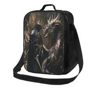 Borsa termica per il pranzo per donne e uomini, borsa termica per il pranzo per donne e uomini, cavaliere medievale e tracolla drago, borsa per il pranzo ad alta capacità, per lavoro, con tracolla