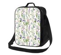 Borsa termica per il pranzo per donne e uomini, borsa termica per il pranzo per donne e uomini, con cinturino a fiori di glicine ad alta capacità, borsa per il pranzo per lavoro, con tracolla