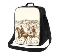 Borsa termica per il pranzo per donne e uomini, borsa termica per il pranzo per donne e uomini, cowboy del deserto occidentale, 1 tracolla, ad alta capacità, borsa tote per il lavoro, con tracolla