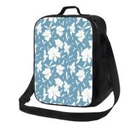 Borsa termica per il pranzo per donne e uomini, borsa termica per il pranzo per donne e uomini, fiori di giglio, cinturino azzurro, borsa tote per il pranzo ad alta capacità, per lavoro, con tracolla