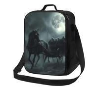 Borsa termica per il pranzo per donne e uomini, borsa termica per il pranzo per donne e uomini, Halloween fantasma carrozza luna notte cinghia ad alta capacità borsa per il pranzo per lavoro con