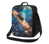 Borsa termica per il pranzo per donne e uomini, borsa termica per il pranzo per donne e uomini, tracolla colorata con pianeta universo ad alta capacità, borsa tote per il lavoro, con tracolla