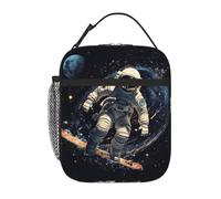 Borsa termica per il pranzo per donne e uomini, borsa termica riutilizzabile astronauta cavalca snowboard nello spazio esterno Borsa per il pranzo per lavoro Picnic