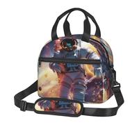 Borsa termica per il pranzo per donne e uomini, borsa termica riutilizzabile, astronauta nello spazio, borsa per il pranzo per lavoro e picnic