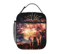 Borsa termica per il pranzo per donne e uomini, borsa termica riutilizzabile, bella borsa termica per il pranzo con fuochi d'artificio per lavoro e picnic