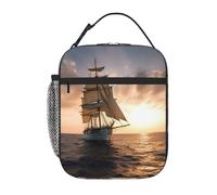 Borsa termica per il pranzo per donne e uomini, borsa termica riutilizzabile, borsa a vela bianca al tramonto, borsa per il pranzo per il lavoro e picnic