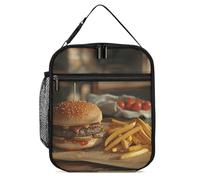 Borsa termica per il pranzo per donne e uomini, borsa termica riutilizzabile, borsa per il pranzo cibo sul tavolo marrone borsa per il pranzo per il lavoro